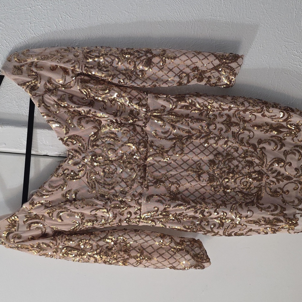 Gold Sequin Long Sleeve Dress